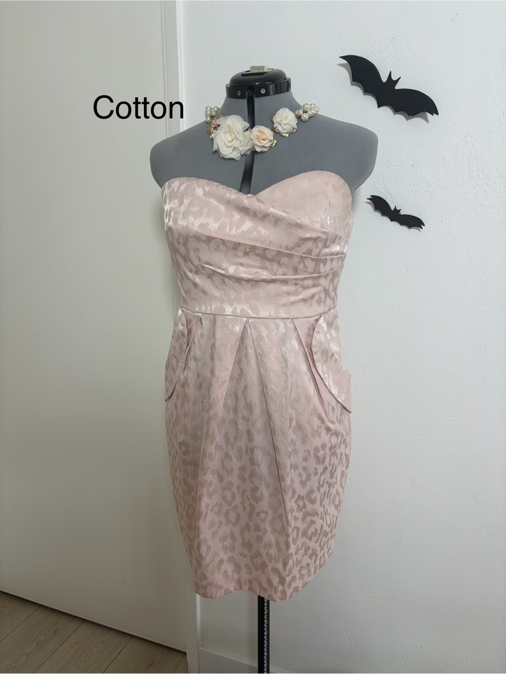 A. Byer Strapless Blush Pink Jacquard Sheath Dress size 9